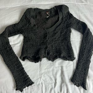Free People dark green cropped sweater
